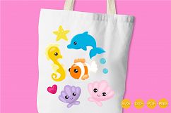 Ocean Friends cutting files svg, dxf, pdf, eps included - cut files for cricut and silhouette - Cutting Files SG Product Image 2