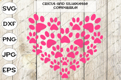paw print svg, heart svg, hearts svg, paw svg, pawprints, love svg, pawprint clipart, dog svg, cat svg, cricut cut files, silhouette, vector Product Image 1