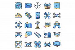Drone icon set line color vector Product Image 1
