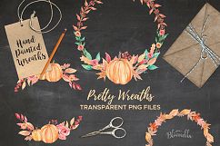 Pumpkin Harvest Festival Watercolor Clipart Wreaths Garlands Fall  Product Image 2