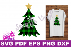 Svg Buffalo Plaid Christmas Tree with Star Shirt Sign Stencil printable svg files for cricut and silhouette png pdf dxf eps Christmas design Product Image 1