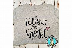 Follow Your Heart - Hand Lettered - Fish. Hearts - SVG Cut Product Image 2