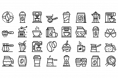 Coffee icons set, outline style Product Image 1