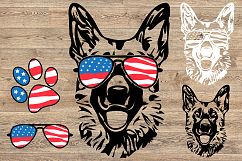 German shepherd USA Flag Glasses SVG 855s Product Image 1
