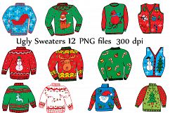 Ugly Christmas Sweater Clipart Product Image 1