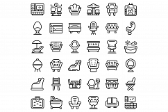 Lounge icons set, outline style Product Image 1