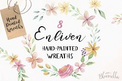 Watercolor Floral Enliven Wreaths 8 Garlands Pretty Flowers  Product Image 1