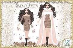 Christmas Snow Queen in Rose Gold Glitter and Pink 21 PNG Product Image 14