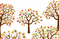 Autumn trees clipart set, Cute fall tree red yellow leaves Product Image 2