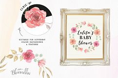 Rose Watercolor Floral Wreaths 8 Red Peach Flower Wedding Product Image 2