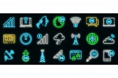 5G technology icons set vector neon Product Image 1