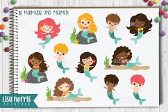 Mermaid Friends Clip Art, Patterns, &amp; SVG Cutting Files Product Image 2