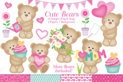 Cute bear clipart, Cute bear graphics &amp; Illustrations, Mom Product Image 1