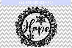 Hope SVG Cut File, Winter Wreath Papercut, PNG, PDF, DXF Product Image 4