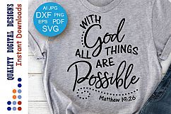 With God All Things are Possible Svg files Bible verse svg Product Image 1