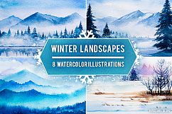 Winter Landscapes set#2. Watercolor. Product Image 1