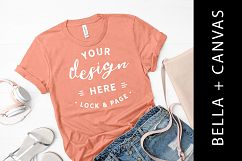 Sunset Bella Canvas 3001 T-Shirt Mockup Feminine Apparel Product Image 1