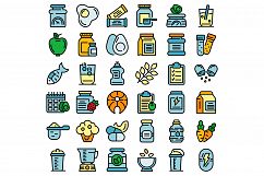 Sports nutrition icons set vector flat Product Image 1