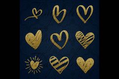 30 Gold Glitter Hand Drawn Heart Clip Arts Wedding Valentine Product Image 6