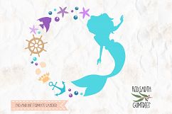 Mermaid monogram frame, Mermaid in SVG,DXF, PNG,EPS formats Product Image 1