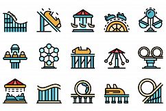 Roller coaster icons set vector flat Product Image 1
