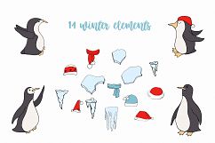 Penguins clipart and winter elements Product Image 3