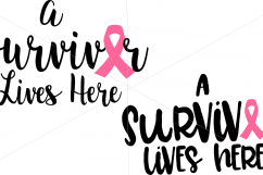 SPVinyl A Survivor Lives Here Breast Cancer Awareness Cuttable &amp; Printable Design File Bundle Product Image 3
