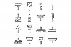 Construction putty knife icons set, outline style Product Image 1