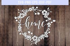 Home Wreath SVG Cut File, Laurel Papercut, DXF, PDF, PNG Product Image 3
