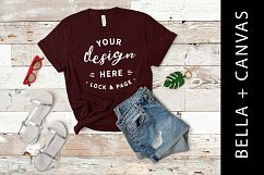 Oxblood Bella Canvas 3001 T Shirt Mockup Retro Shirt Style Product Image 1
