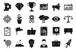 Mission quality icons set, simple style Product Image 1