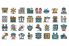 Policeman icons set line color vector Product Image 1