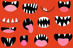 Funny monster mouths clipart set Halloween teeth and tongues Product Image 2