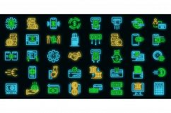 Money transfer icons set vector neon Product Image 1