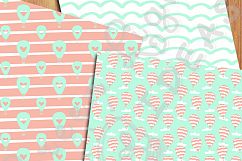 Mint and Coral Hot Air Balloons Digital Papers Product Image 3