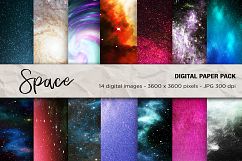 Space digital paper, Space Galaxy background, scrapbook Product Image 1
