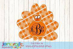 Plaid Turkey SVG - Thanksgiving Turkey Monogram Frame Svg Product Image 1