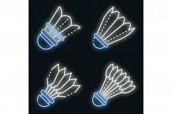 Shuttlecock icons set vector neon Product Image 1