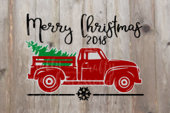 Vintage pickup truck hauling away a Christmas tree Product Image 1