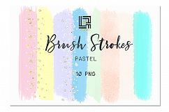 Brush Strokes Clip Art. Pastel. Soft pastel colors: soft pink, mint green, grey blue, soft yellow, beige, purple. Digital Design Resource. Product Image 1