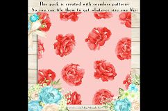 100 Seamless Wedding Watercolor Rose Flower Digital Papers Product Image 2