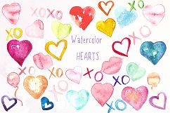 Valentine Hearts watercolor clipart Product Image 1