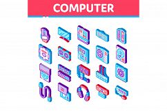 Computer Technology Isometric Icons Set Vector Illustration Product Image 1