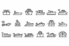 Rescue boat icons set, outline style Product Image 1