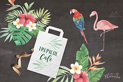 Watercolor Tropical Clipart Elements Flowers Floral Hibiscus Flamingo Set Product Image 4