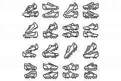 Football boots icons set, outline style Product Image 1