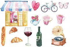Watercolor Parisian cafe clip art Product Image 2
