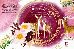 Deer family.Spicy red, orange, purple and gold watercolor Product Image 2