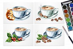 Morning coffee. Watercolor Product Image 3