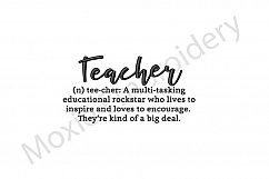 Teacher Embroidery Design, Definition of a Teacher Design Product Image 1